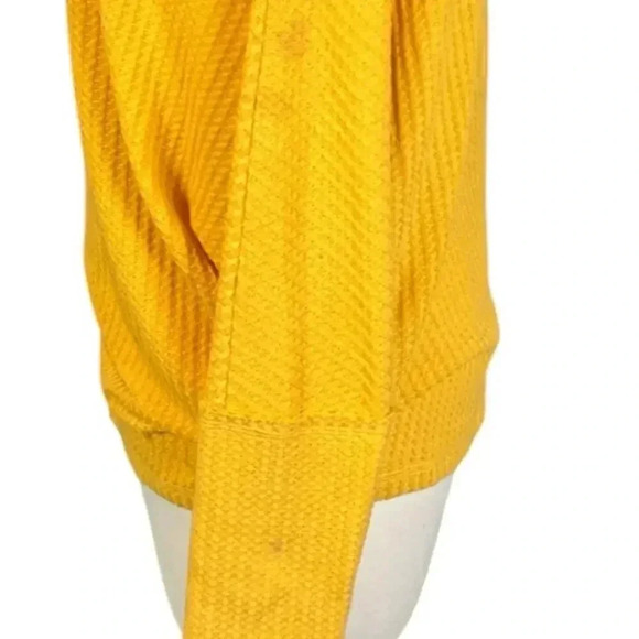 UMGEE Marigold Yellow Waffle Knit Dolman Sleeve Top Size Medium Casual - Picture 3 of 11